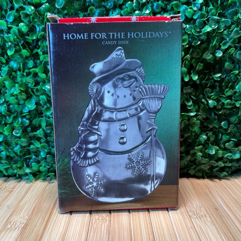 Vintage Home for the Holidays SNOWMAN CANDY DISH Christmas 8 Inch